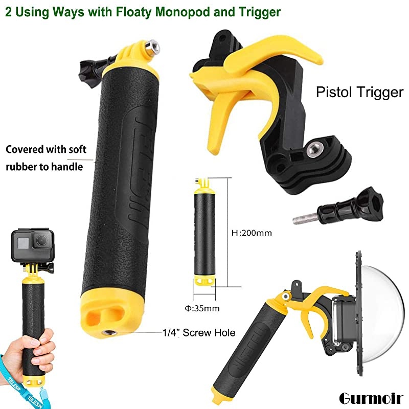 Telesin Dome Lens 6" Dome Port for Gopro Hero 8 Black Action Cameras Snorkeling Underwater Diving Dome with Waterproof Housing Case Trigger and Soft Rubber Floating