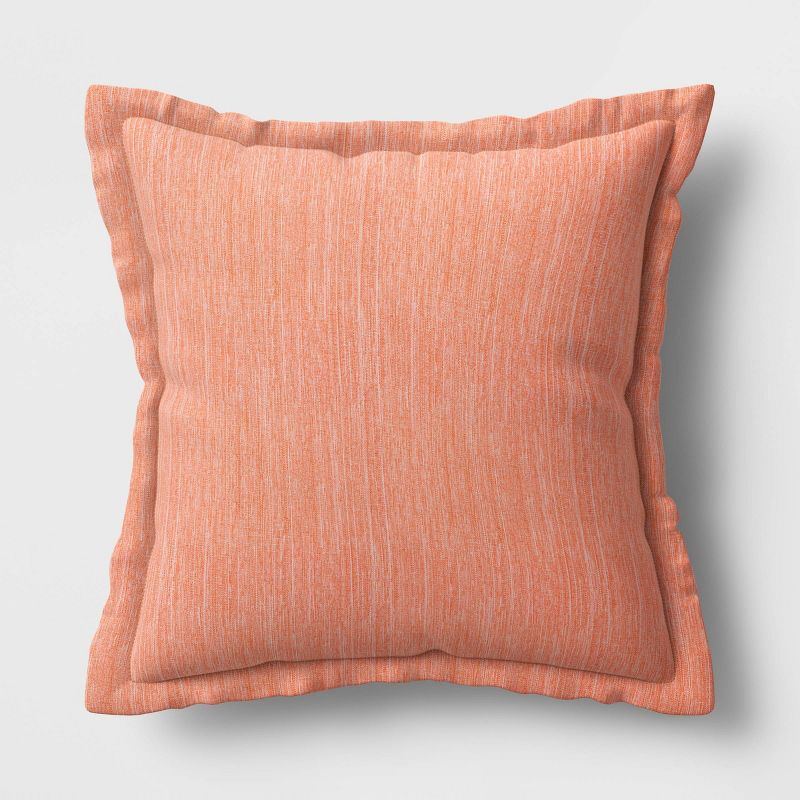 24" Decorative Throw Pillow DuraSeason Fabric™ Flanged Melon - Threshold™