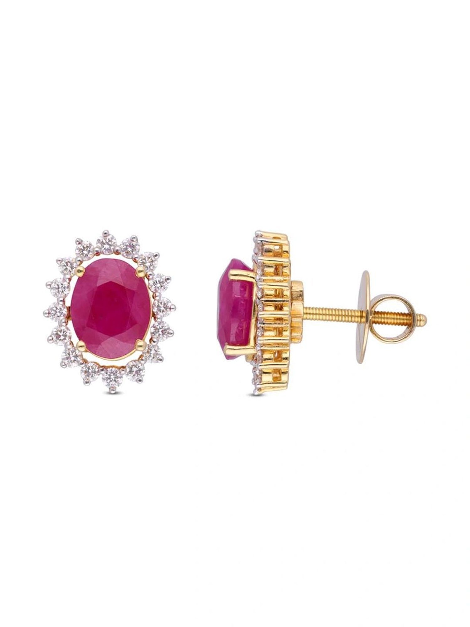 CKC Versatile Elegance: Interchangeable Diamond Stud with Gemstone