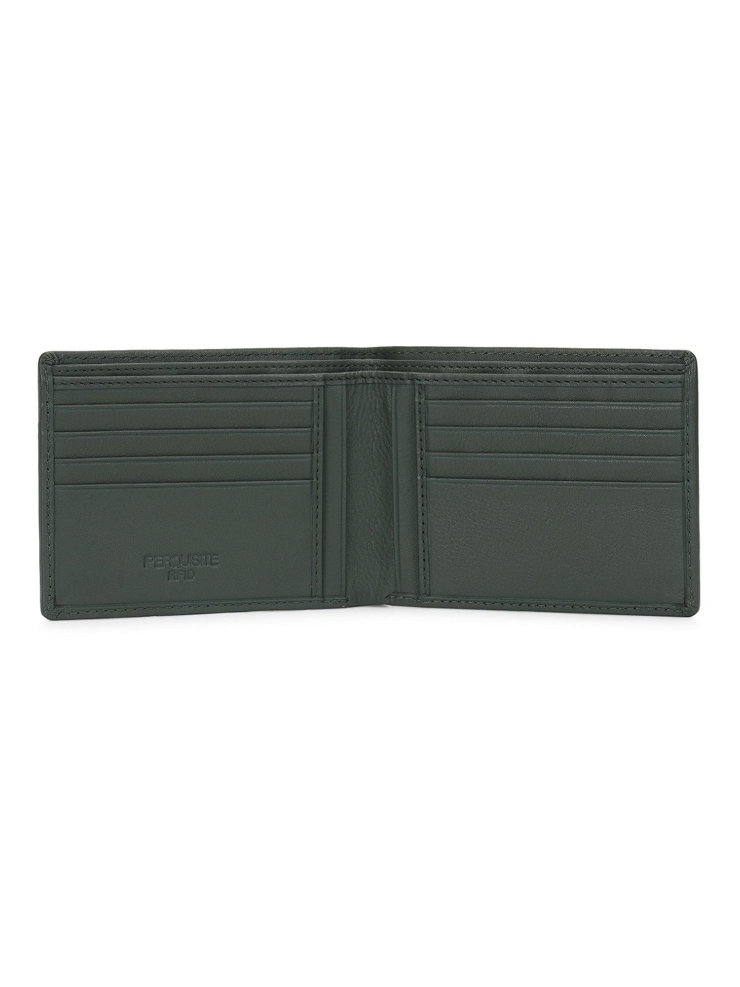 PERQUISITE Green Casual Leather Bi-Fold Wallet for men