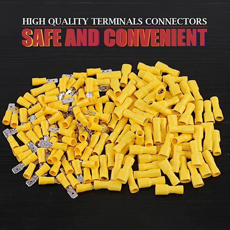 100pcs 12-10 Gauge Fully Insulated Male Female Spade Quick Splice Wire Terminals Wire Crimp Connectors Set