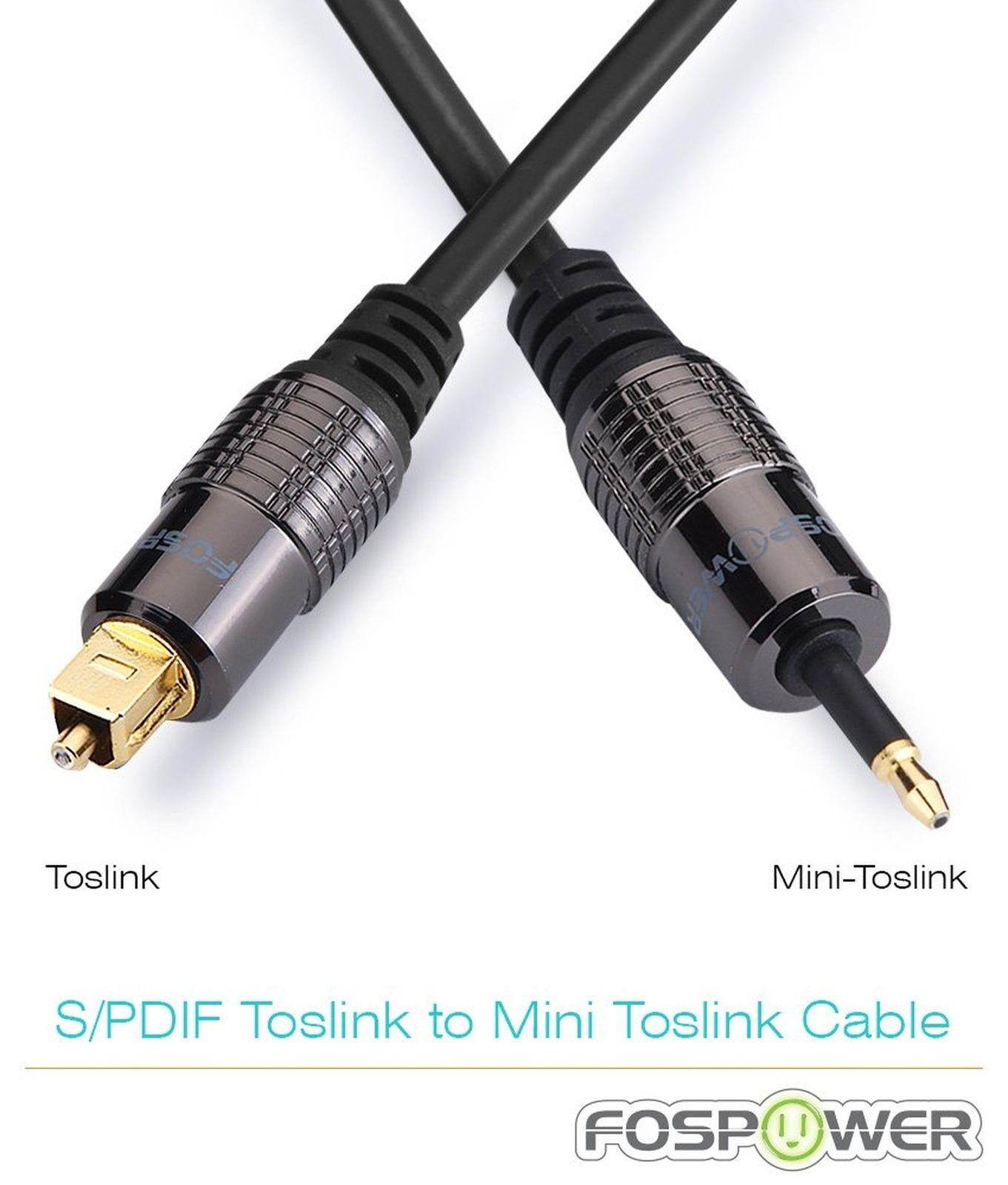 FosPower (3 Feet) 24K Gold Plated Toslink to Mini Toslink Digital Optical S/P...