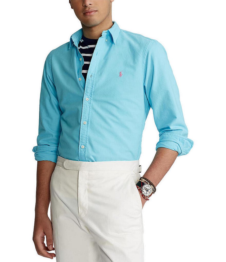 Polo Ralph Lauren Big & Tall Solid Garment-Dye Oxford Long-Sleeve Woven Shirt