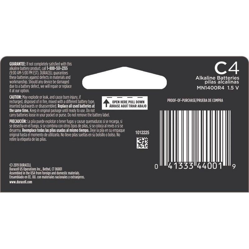 Duracell Coppertop C Batteries - 4 Pack Alkaline Battery