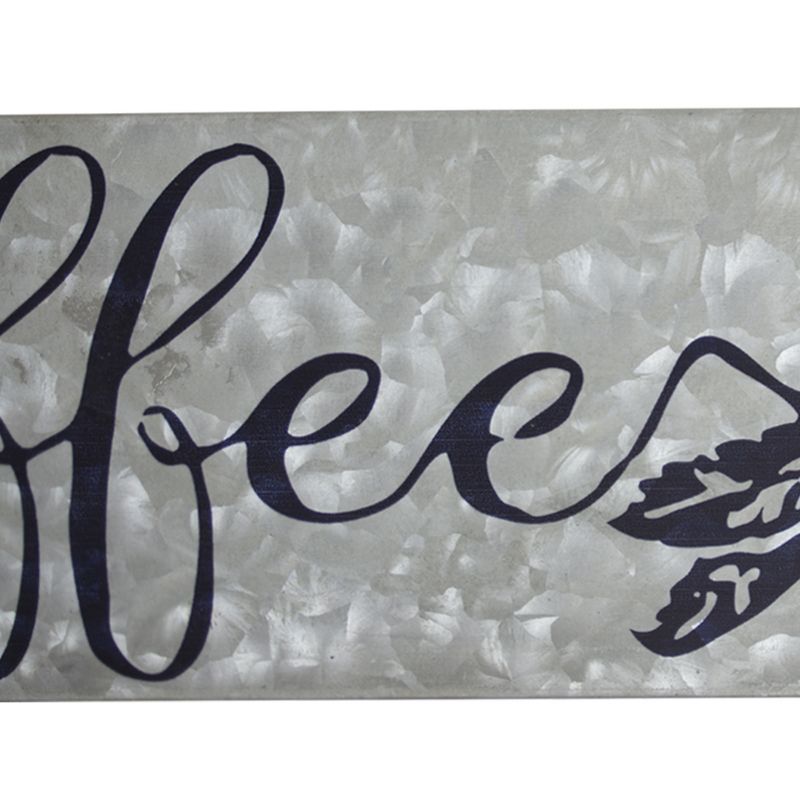 11" x 20" Coffee Galvanized Metal Vintage Hanging Wall Sign with Rope - American Art Decor