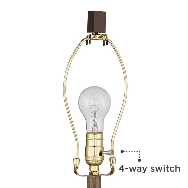 Franklin Iron Works Rustic Industrial Table Lamp with USB Port Nightlight Oiled Bronze Mica Tapered Rectangular Burlap Living Room