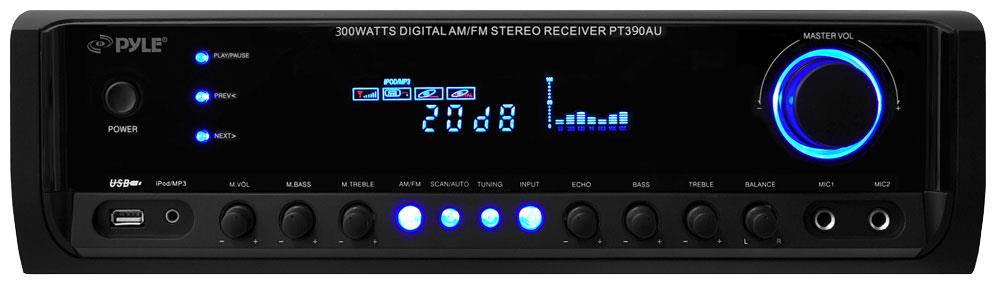 Pyle Audio - PT390AU - PyleHome PT390AU AM/FM Receiver - 300 W RMS - 4 Channel - AM, FM - USB - iPod Supported