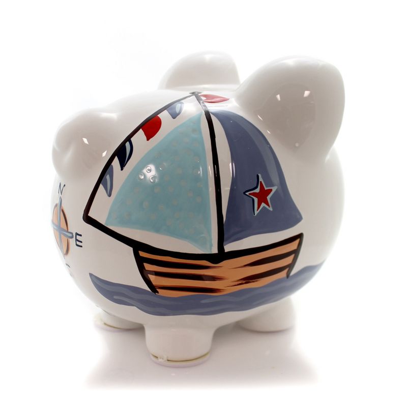 Bank 7.5" Nautical Bank Large Hand Painted  -  Decorative Banks