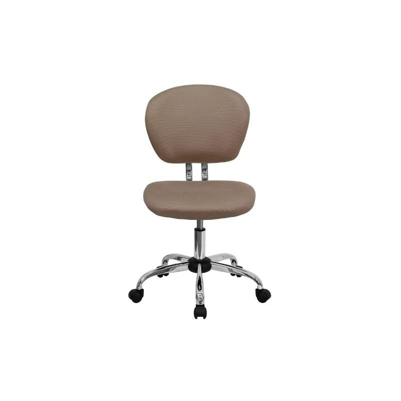 Mid-Back Coffee Brown Mesh Padded Swivel Task Office Chair with Chrome Base