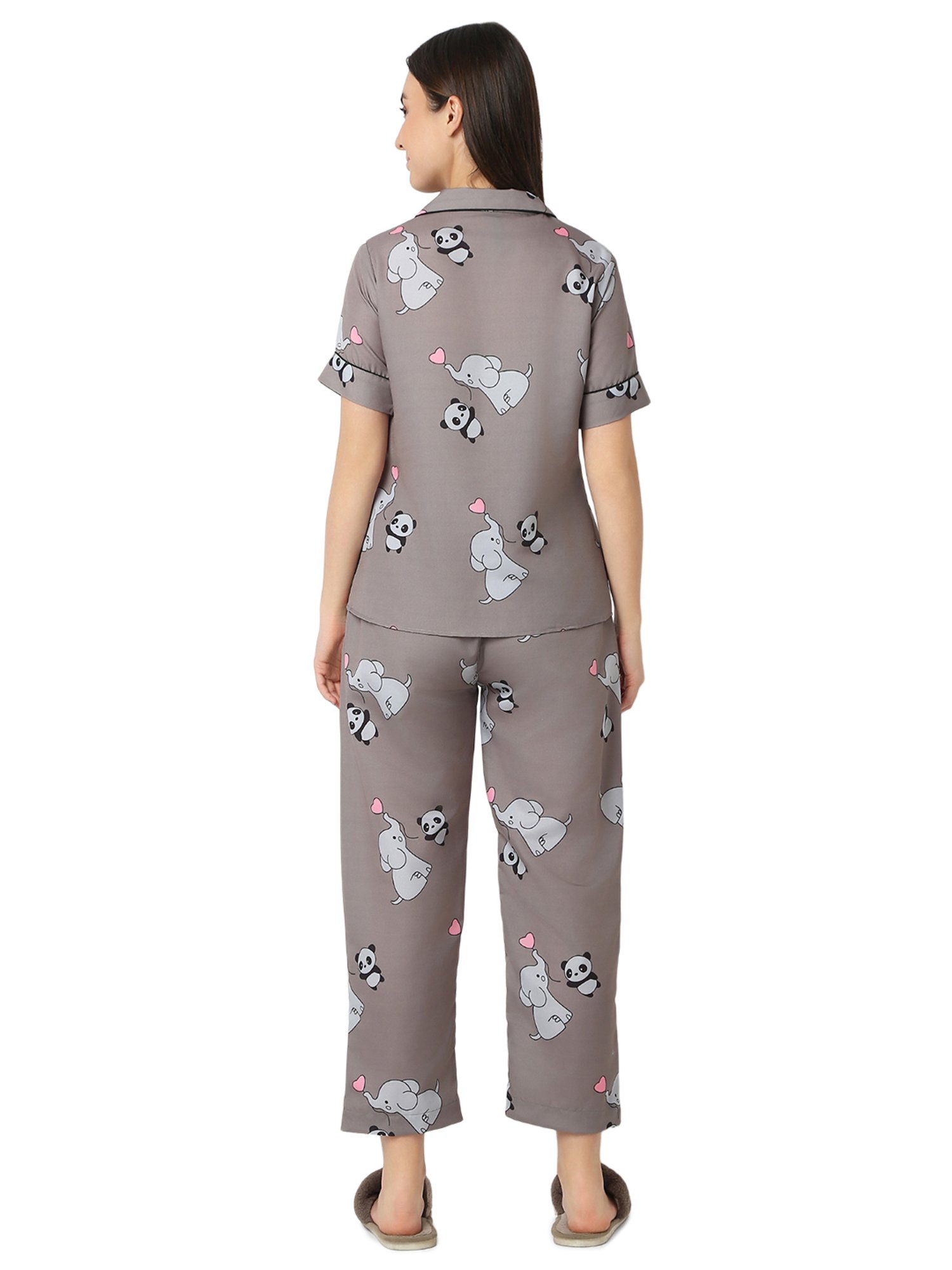 Smarty Pants Grey Printed Shirt With Lounge Pants