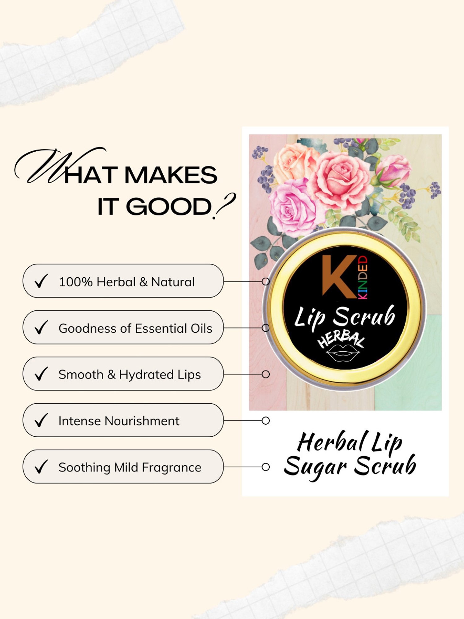 KINDED Herbal Lip Scrub Set, Pack of 7