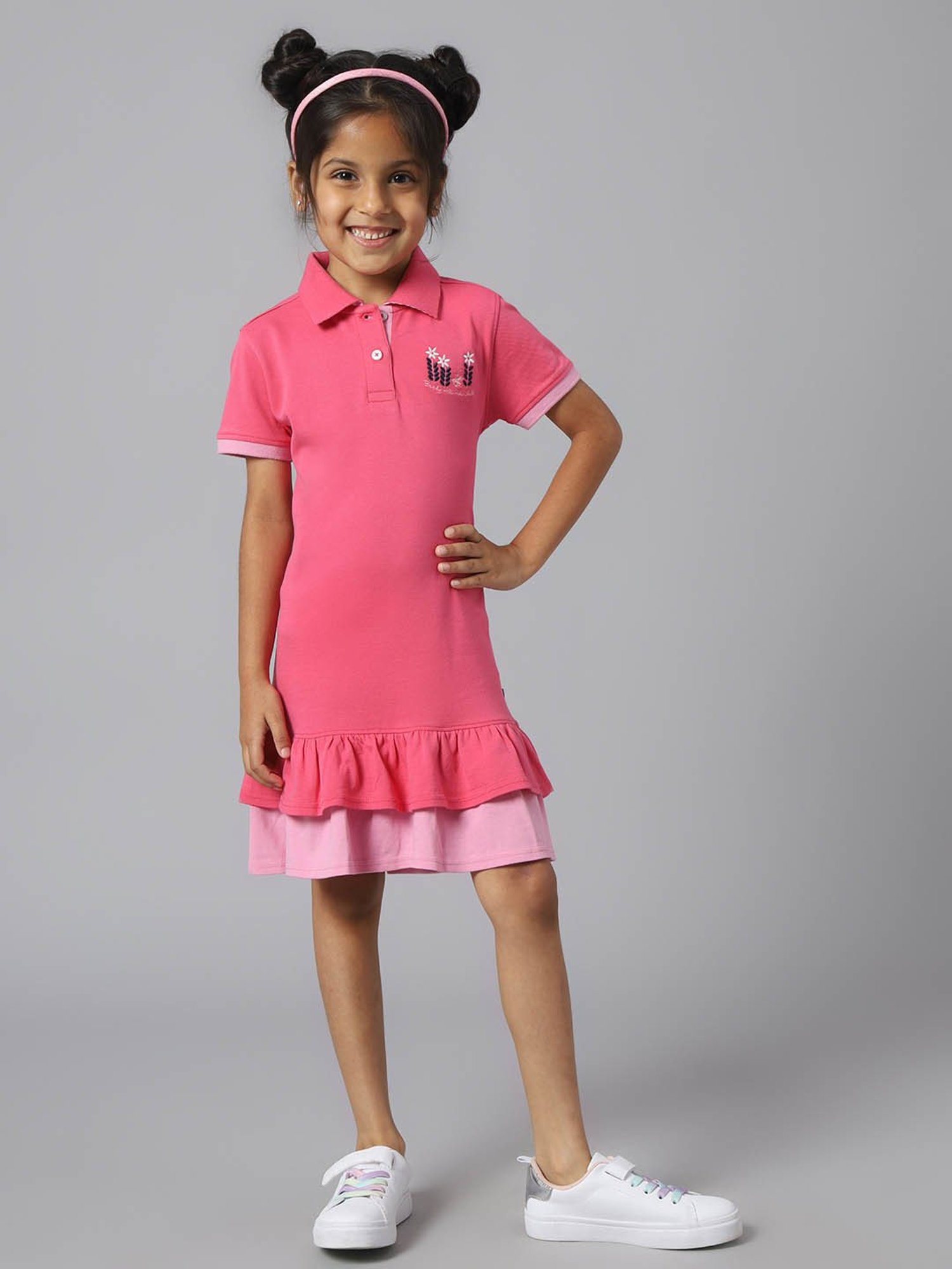 Beverly Hills Polo Club Kids Pink Solid Polo Dress