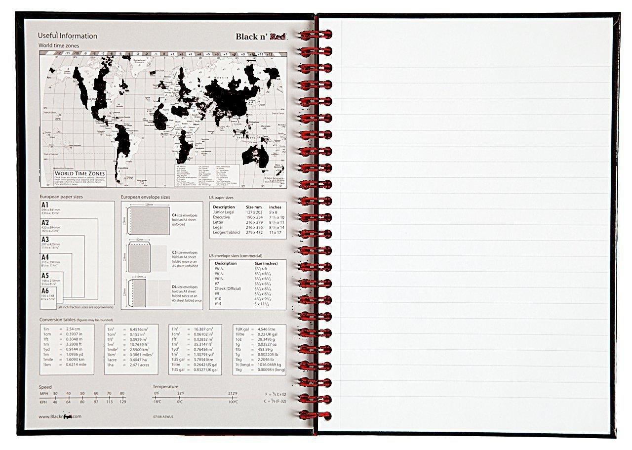 CASE OF 6 Black n' Red Twin Business Notebook, Hardcover, Wired, 8-1/4 x 5-7/8 Inches, 70 sheets/140 pages, Black (L67000)