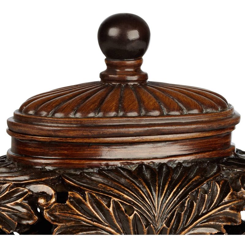 Kensington Hill Weldona 9" High Vine and Leaf Wood Finish Jar with Lid