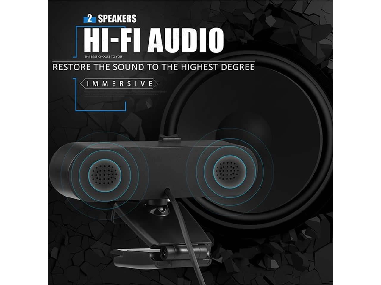 Webcam with Microphone for Desktop, 2K QHD USB Web Cam with Auto Light Correction, Desktop Computer Camera Streaming Camera for Video Conferencing, Teaching, Streaming, and Gaming