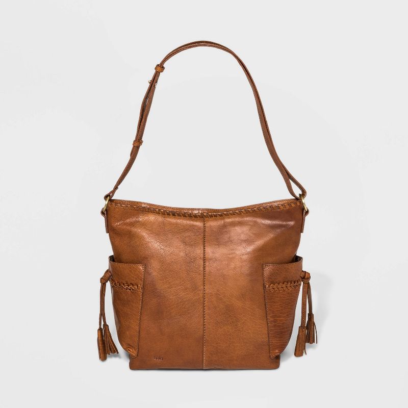 Bolo Zip Closure Barrow Tote Handbag - Brown