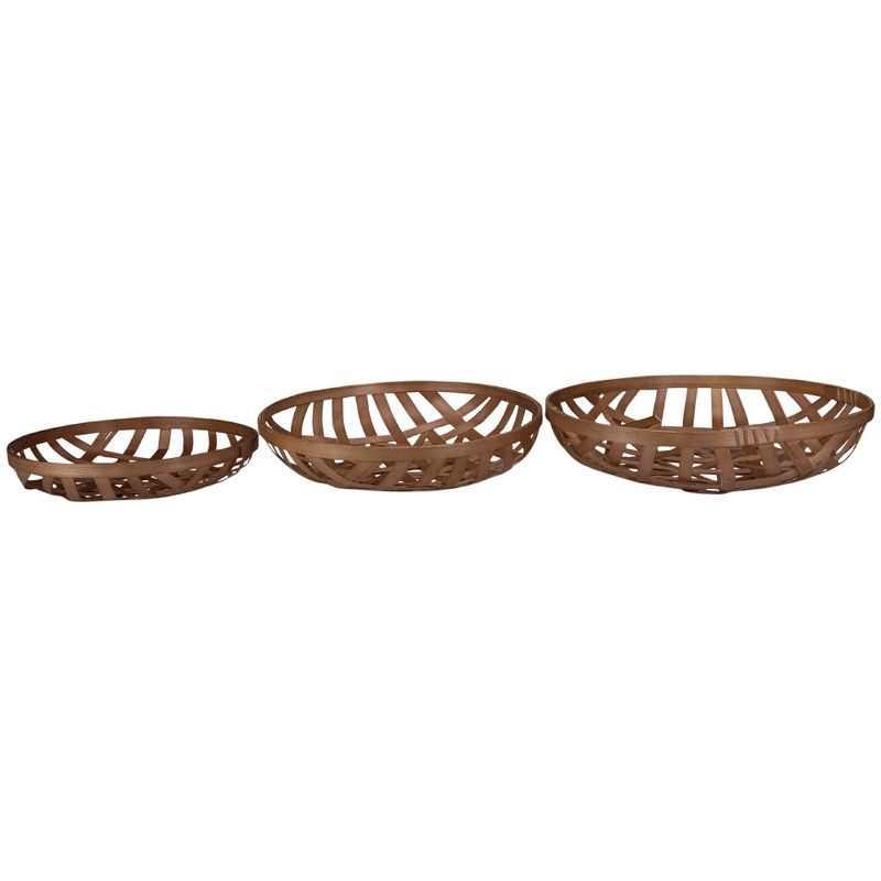 Northlight Set of 3 Brown Wooden Lattice Rustic Table Top Baskets