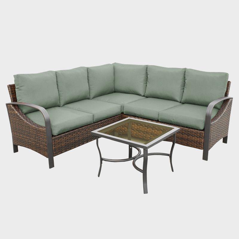 Trenton 4pc Sectional Set with Sunbrella - Sage - Leisure Made