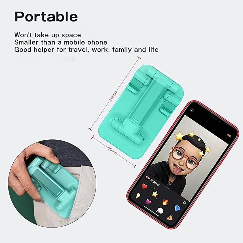 Cell Phone Stand, Adjustable Cell Phone Stand,  Foldable Portable Desktop Stand, Phone Holder Stand for Desk Sturdy Aluminum Metal Stand for Phone/iPad/Kindle/Tablet/Switch (Green)