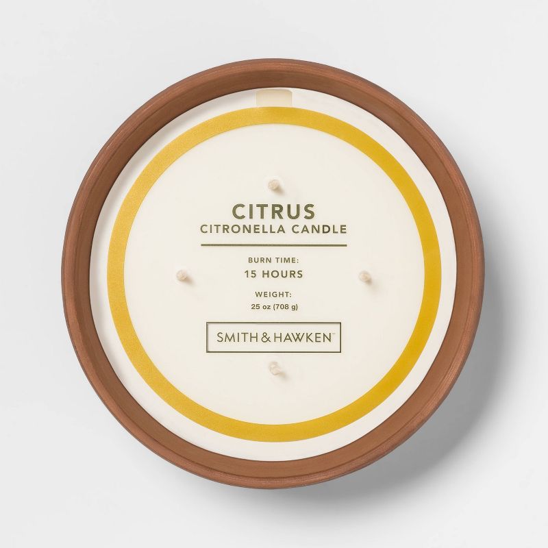 25oz Citronella 4-Wick Candle in Terracotta Pot Citrus - Smith & Hawken™