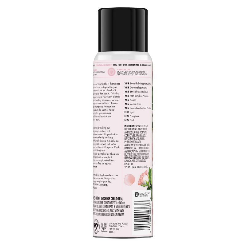 Love Home & Planet Rose Petal & Murumuru Re-Wear Dry Wash Spray - 6.76 fl oz