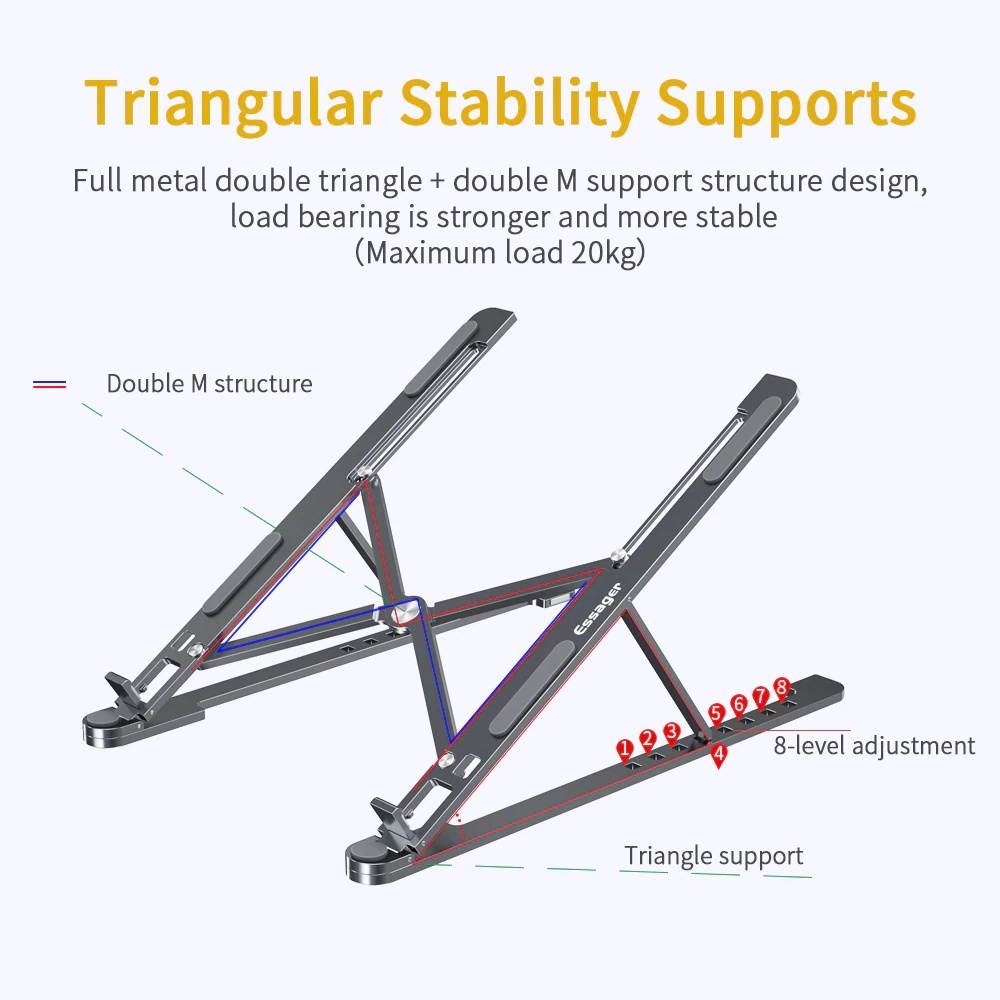 Essager Laptop Holder Adjustable Laptop Stand Holder For Macbook Pro Notebook Foldable Portable Table Base Bracket Support PC