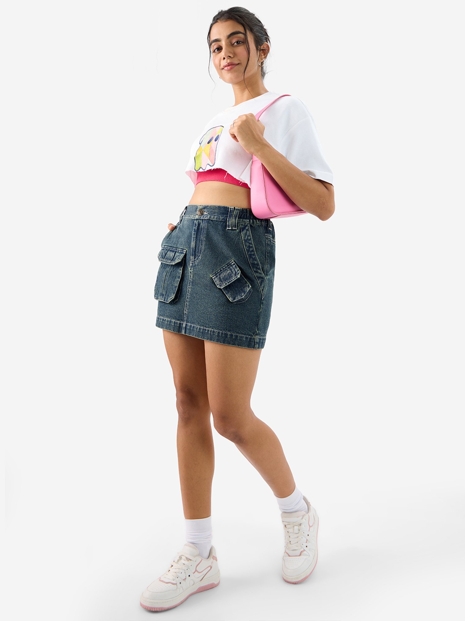 The Souled Store Blue Mini Skirt