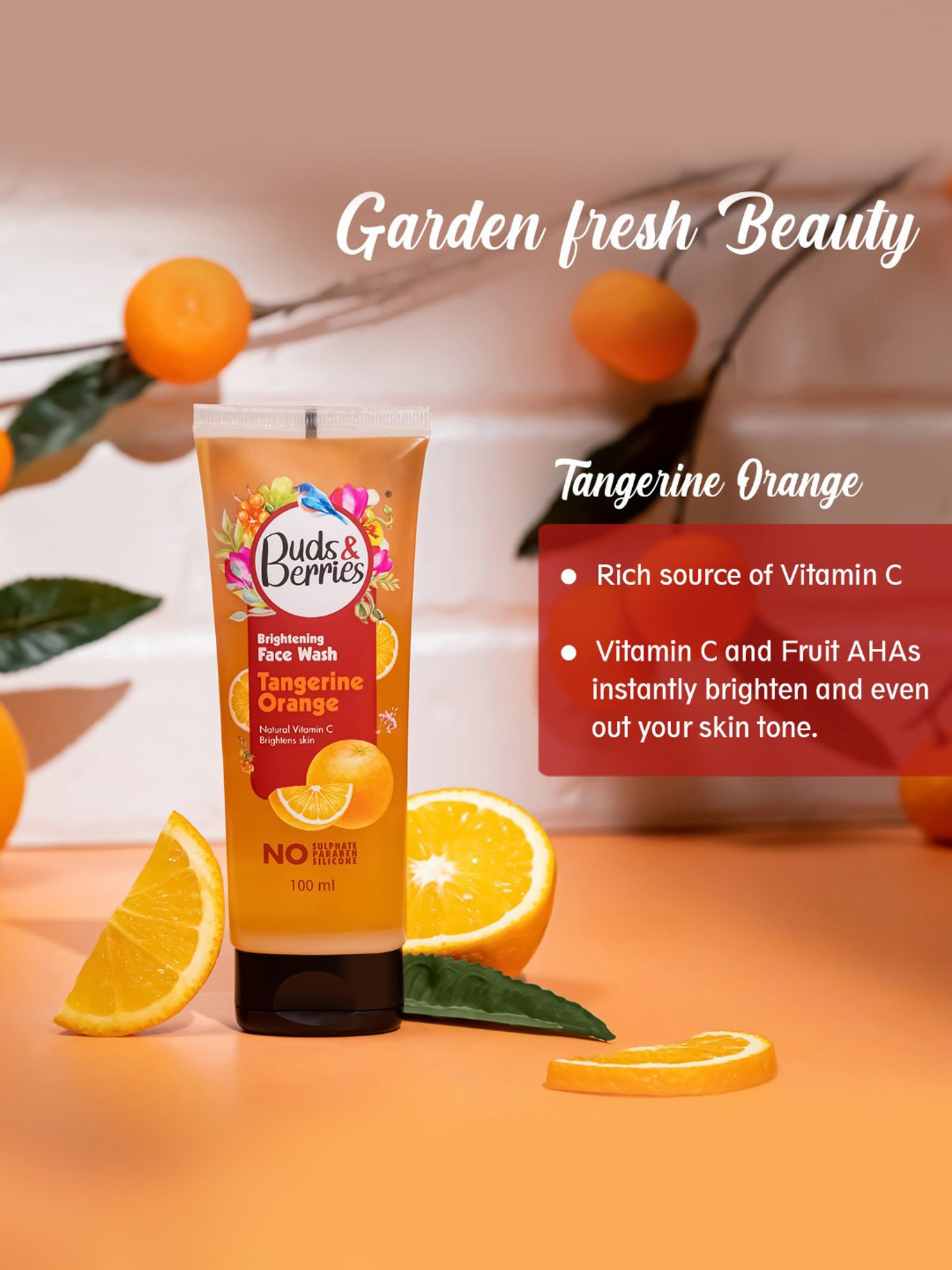 Buds & Berries Tangerine Orange Brightening Face Wash - 100 ml