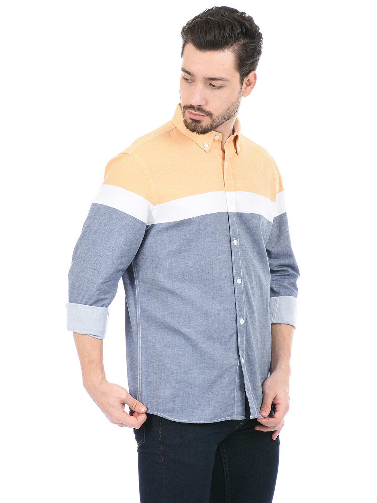 London Fog Blue Regular Fit Cotton Shirt