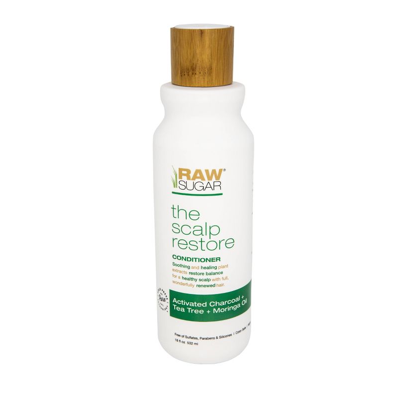 Raw Sugar Conditioner Scalp Restore Activated Charcoal + Tea Tree + Moringa Oil - 18 fl oz