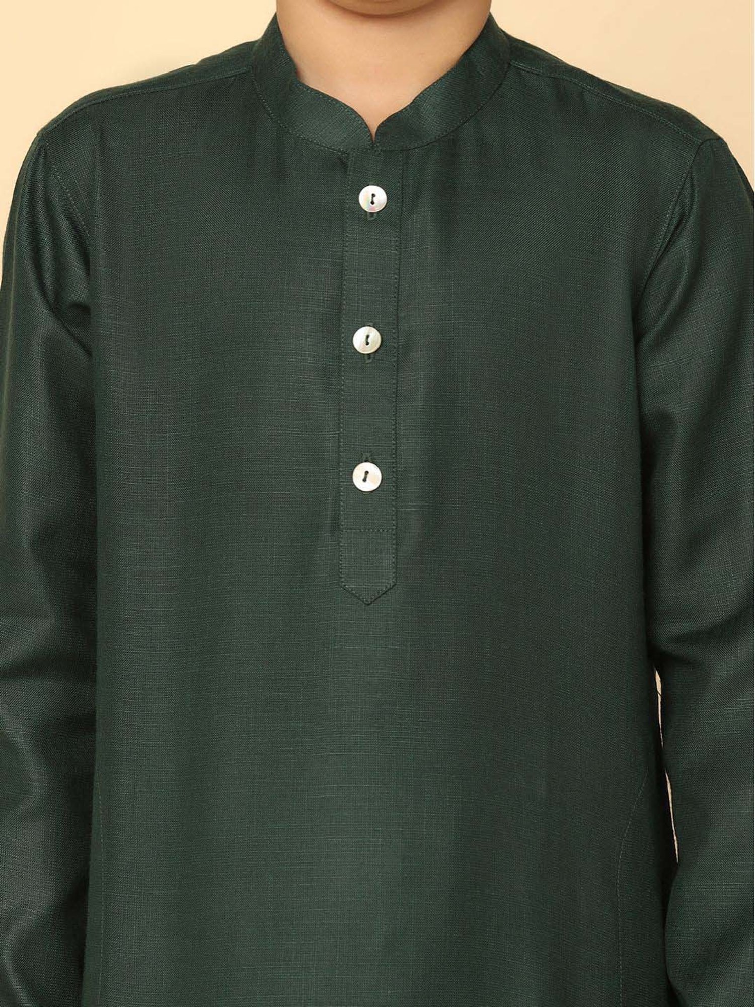 KISAH Kids Green & White Regular Fit Full Sleeves Kurta Set