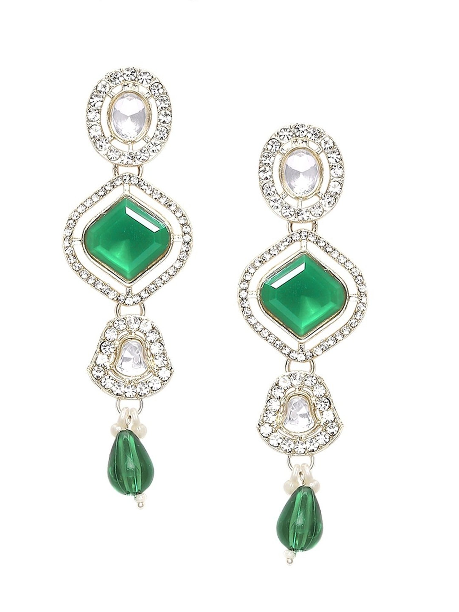 OOMPH Green Kundan Ethnic Choker &  Bracelet Set