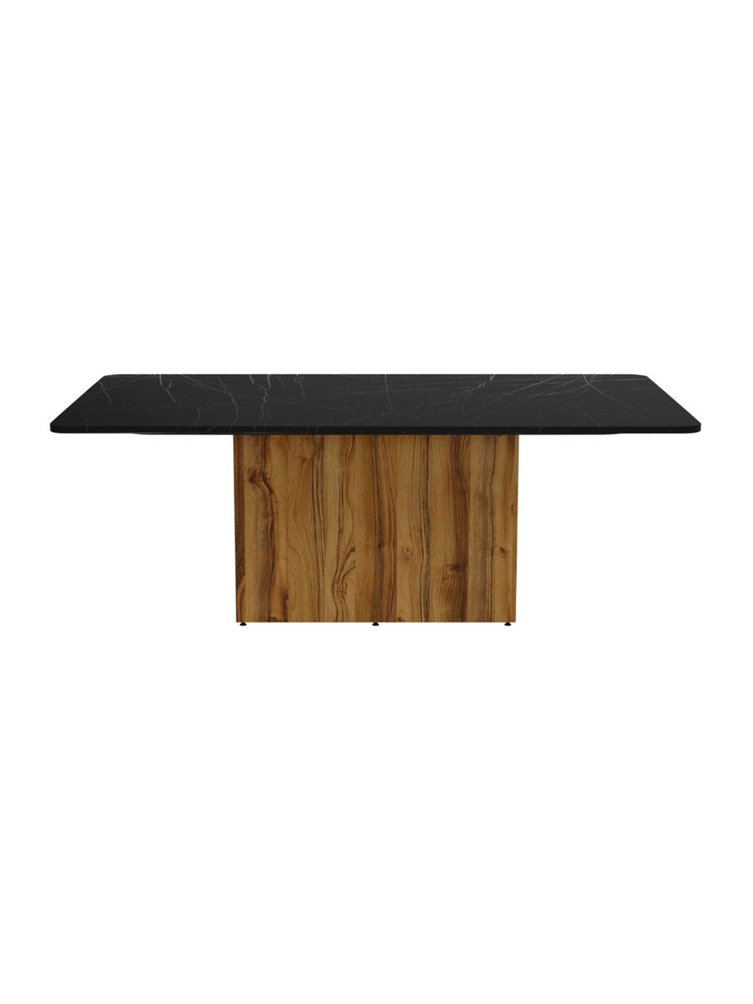 Godrej Interio Pedestal Black & Brown Engineered Wood 6 Seater Rectangular Dining Table