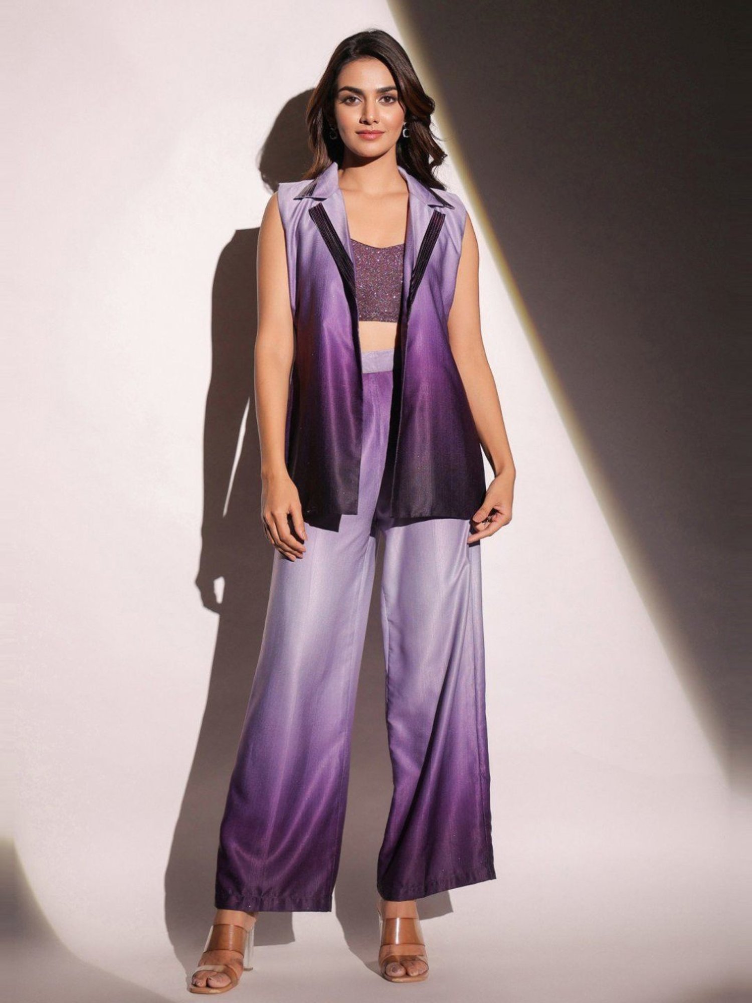 BInfinite Purple Showtime Twilight Ombre Blazer and Trousers