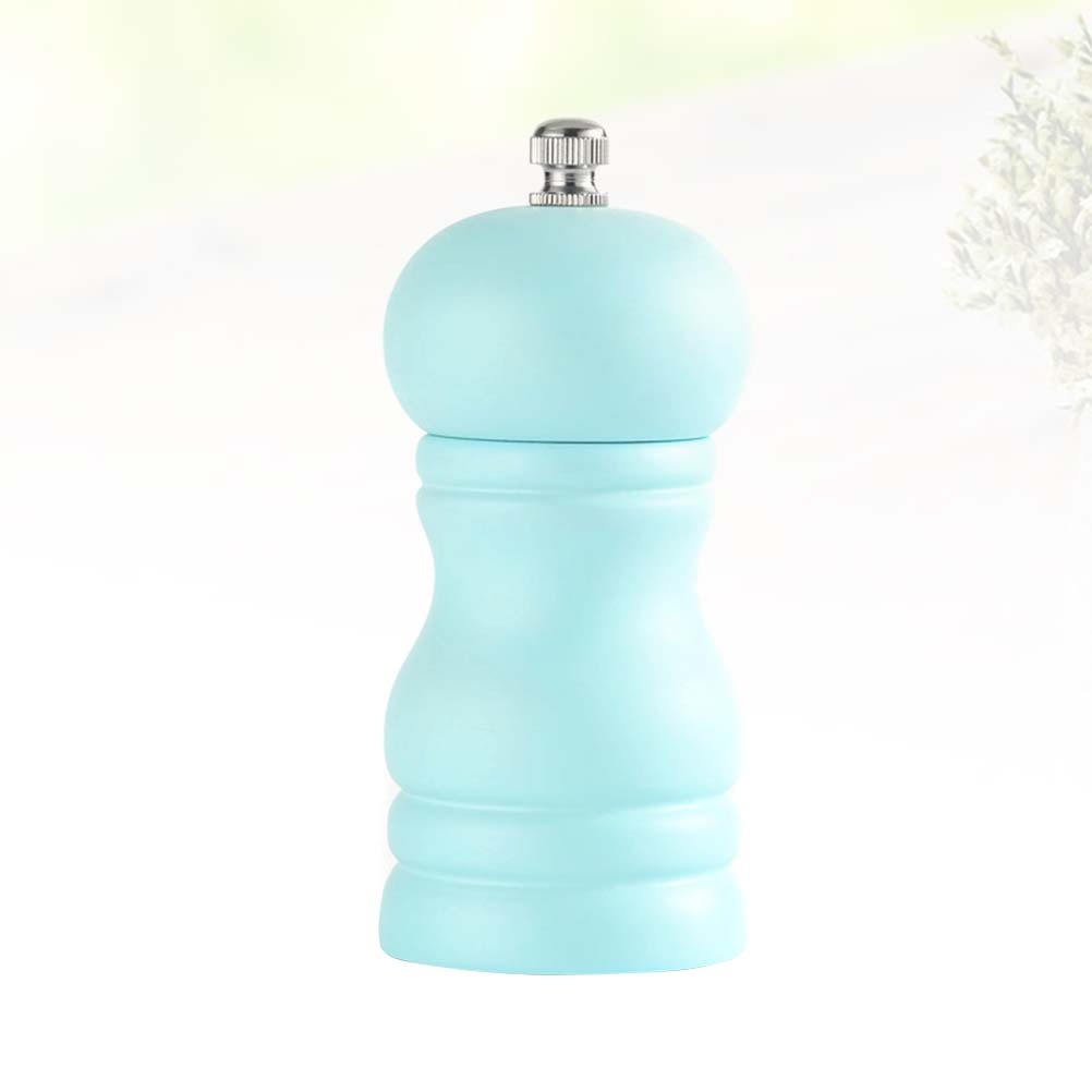 1pc Manual Wooden Pepper Grinder Household Ceramic Core Pepper Mill Salt Container Kitchen Gadget for Home (Blue)