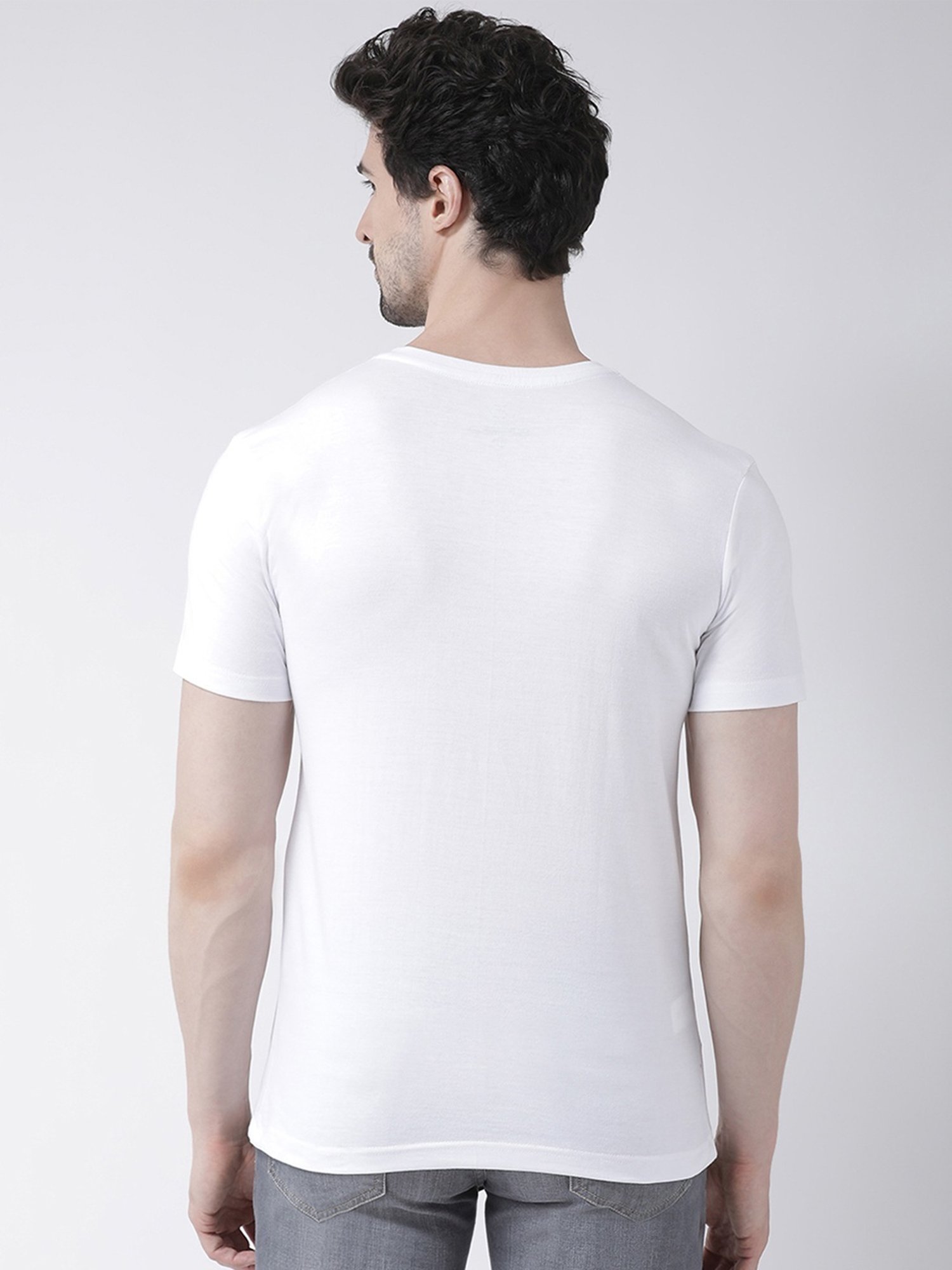 Friskers White & Yellow Cotton Slim Fit T-Shirt