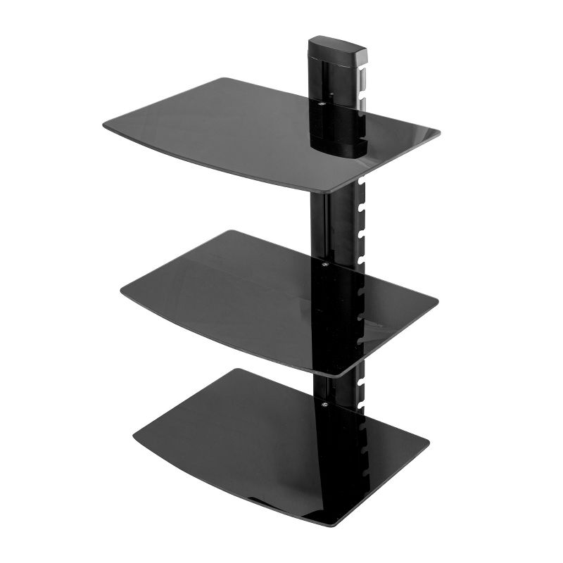 MegaMounts 3 Shelf Tempered Glass Multimedia Mounting Unit