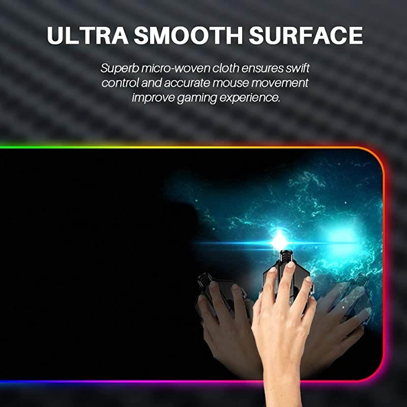 RGB Gaming Mouse Pad Oversized Glowing Led Extended Mousepad NonSlip Rubber Base Computer Keyboard Pad Mat 14 Lighting Modes for Gamer