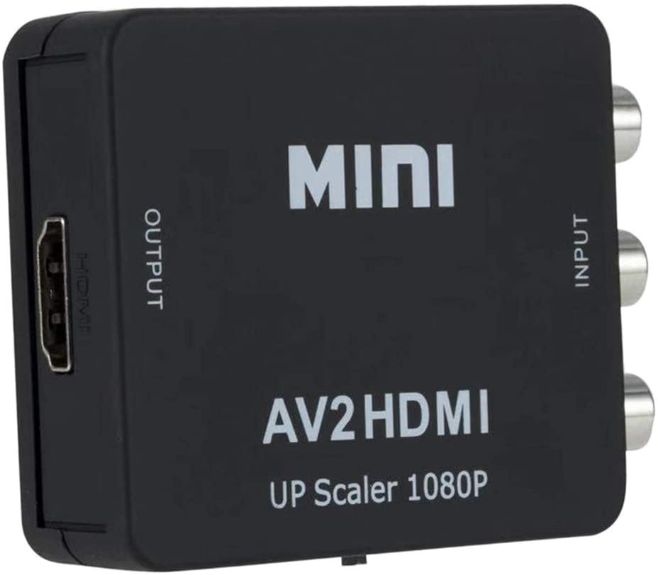 Homyl Mini 1080P RCA CVBS to HDMI Video Converter Box AV2HDMI Adapter Supporting PAL/NTSC with USB Cable for HD TV Set top Box - Black