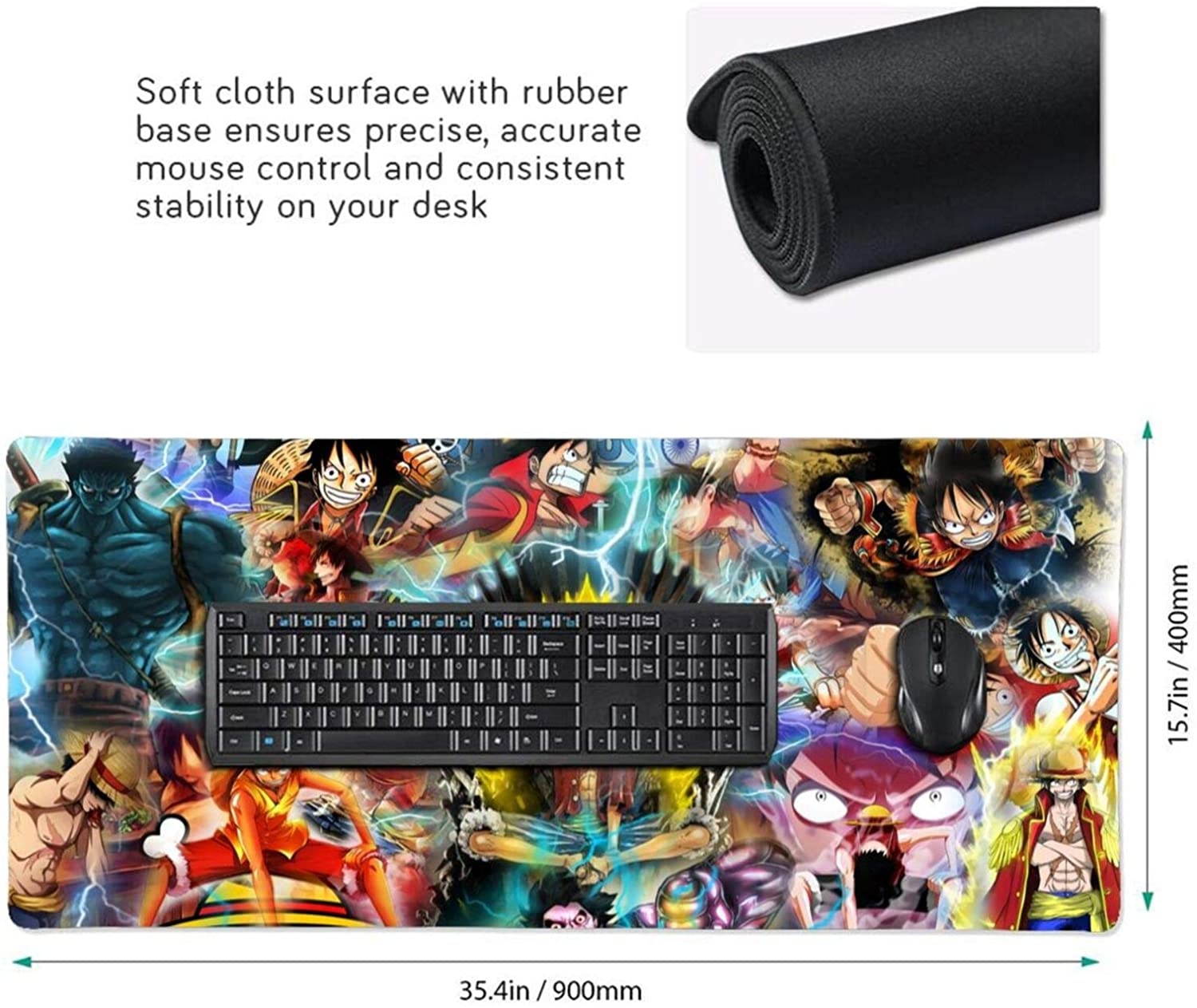 One_Piece Mouse Pad Anime Mouse Pad Gaming Mouse Pad Large Mouse Pad,Extended Desk Mat Desk Pad for Keyboard and Mouse Suitable.15.7&times;35.4 in E