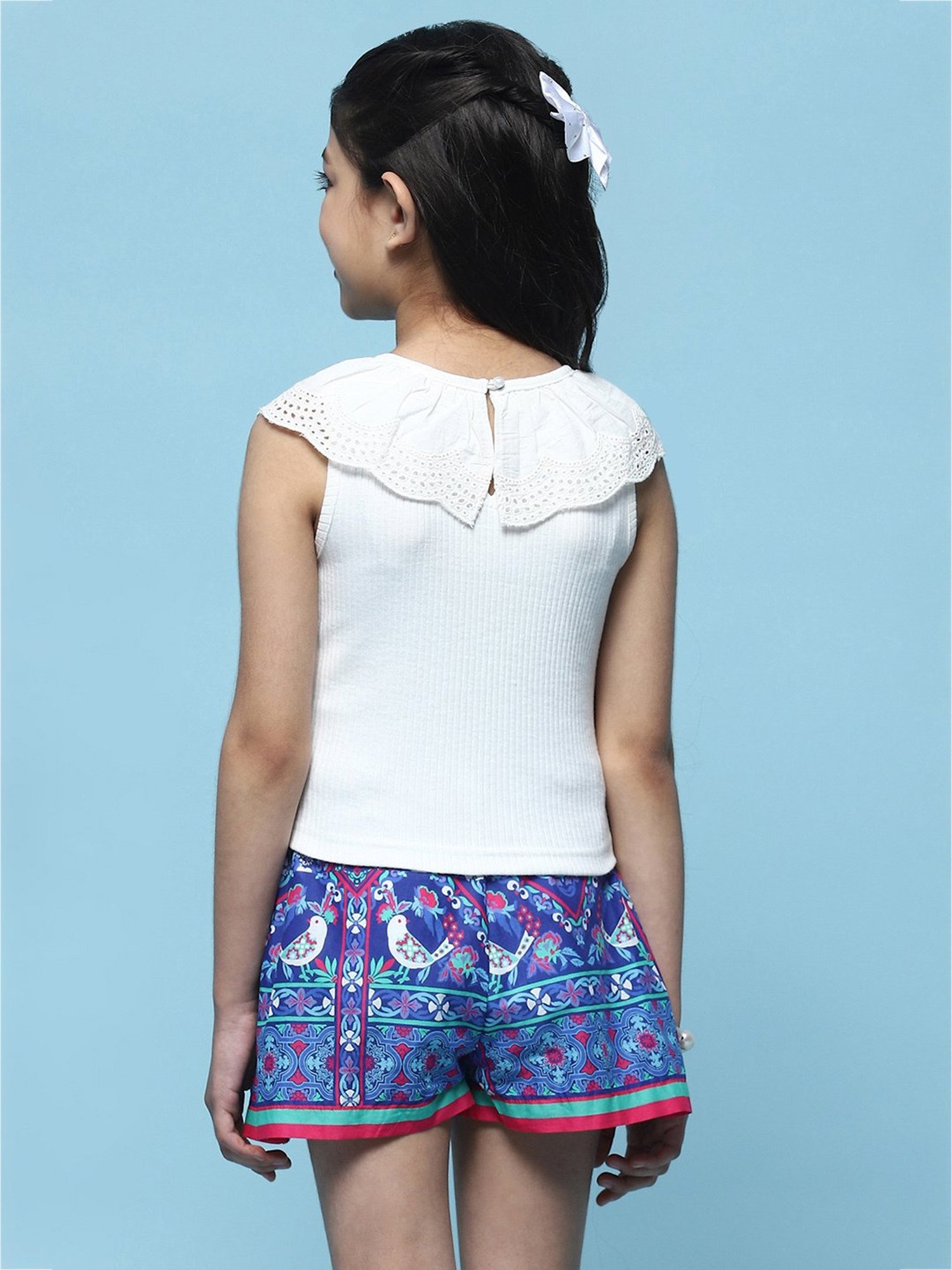 BIBA Girls White Solid Top