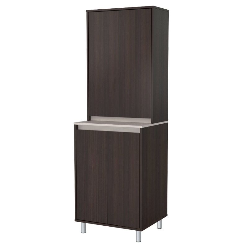 4 Door Breakroom Cabinet Espresso/Amber Gray - Inval