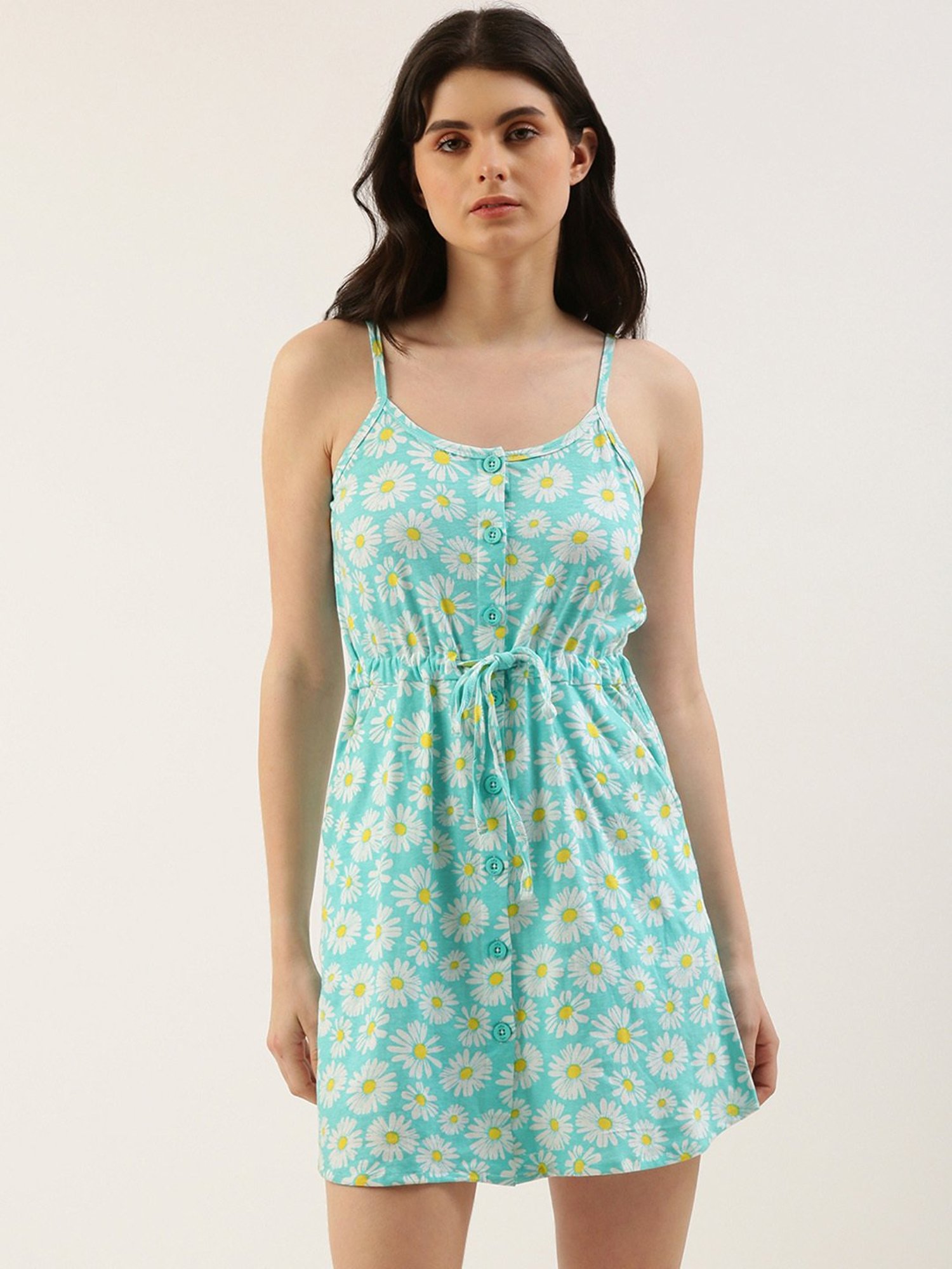 Clt.s Blue Cotton Floral Print Night Dress