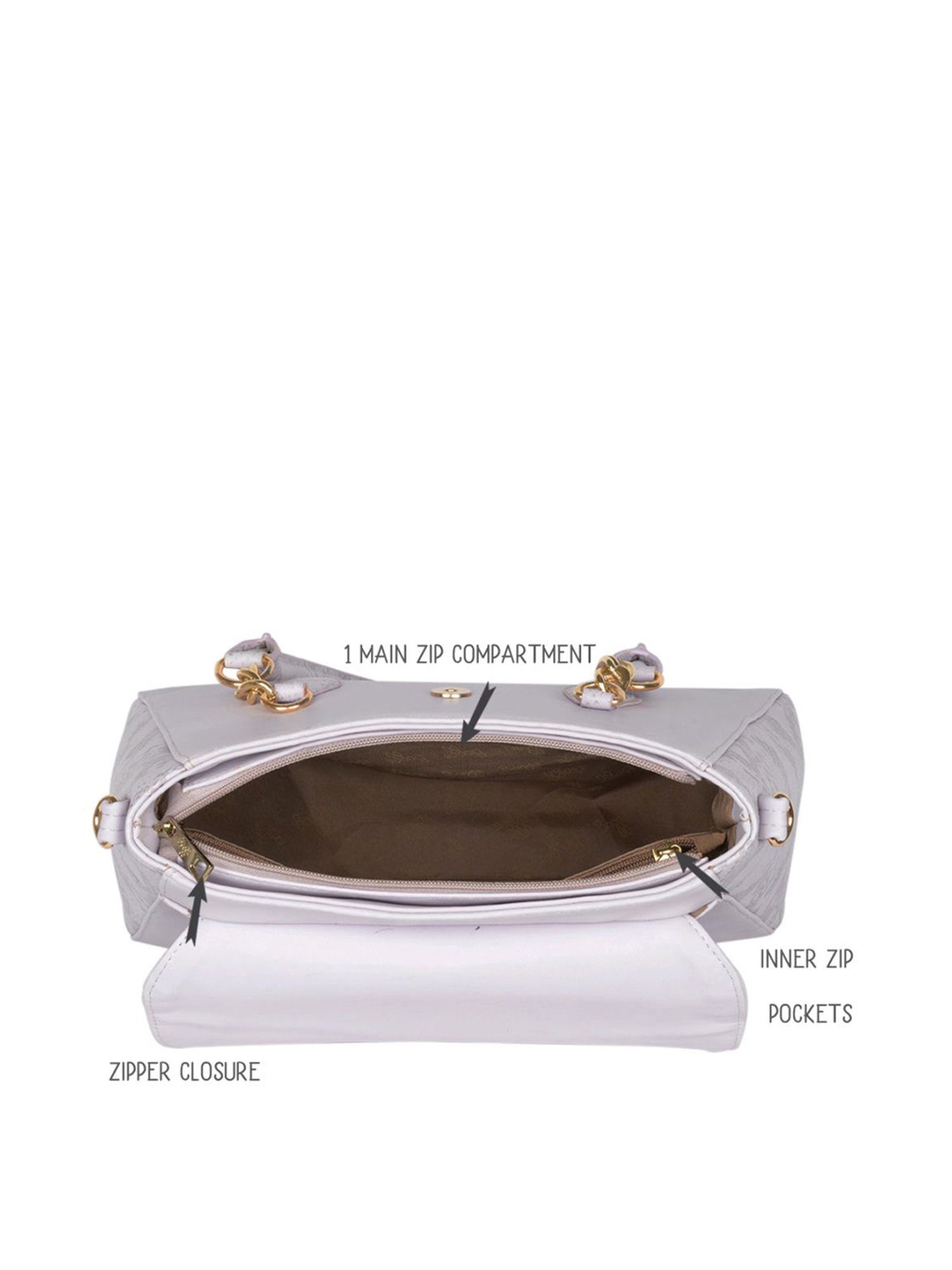 Baggit Grey Solid Medium Handbag