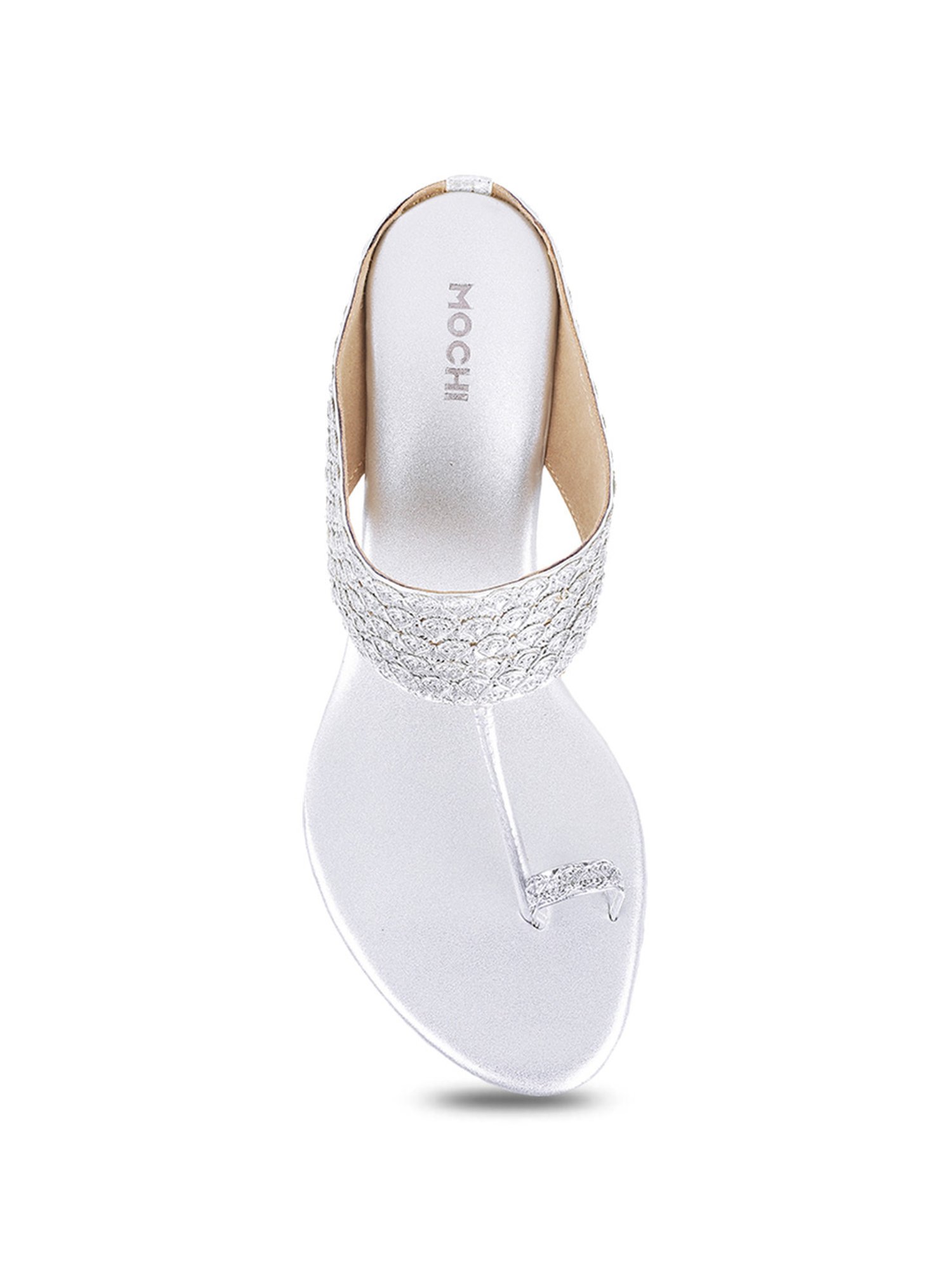 Mochi Women's Silver Toe Ring Wedges