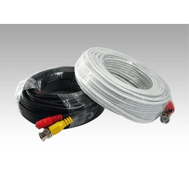 evertech 2x 100 ft (1x 100ft-white + 1x100ft-black) cctv security camera power video cable ul