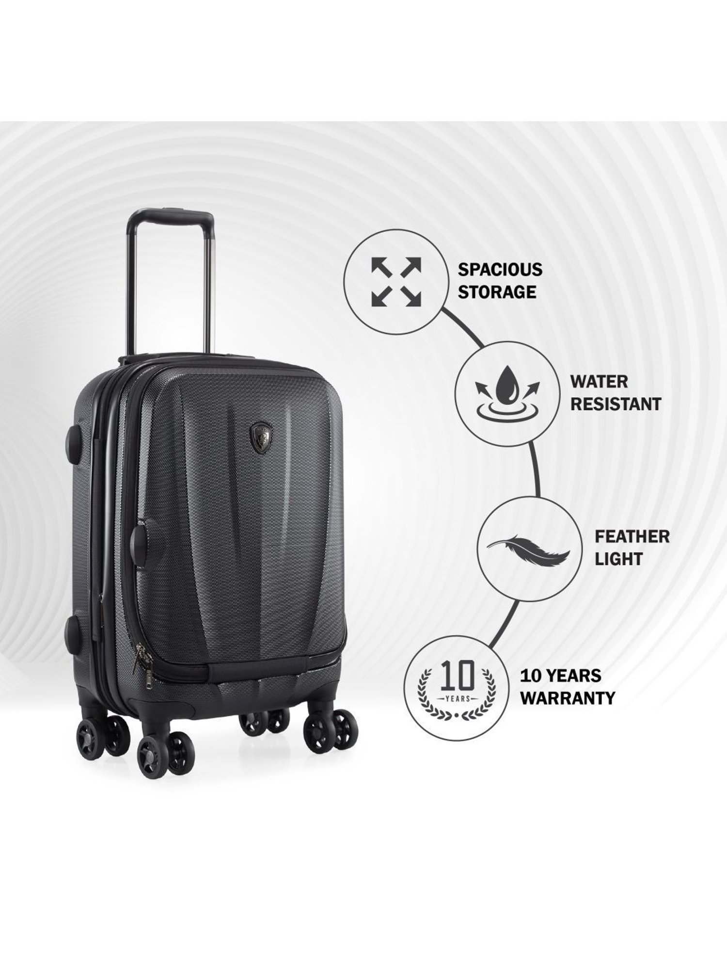 HEYS Vantage Black Solid Hard Cabin Trolley Bag -21 cm