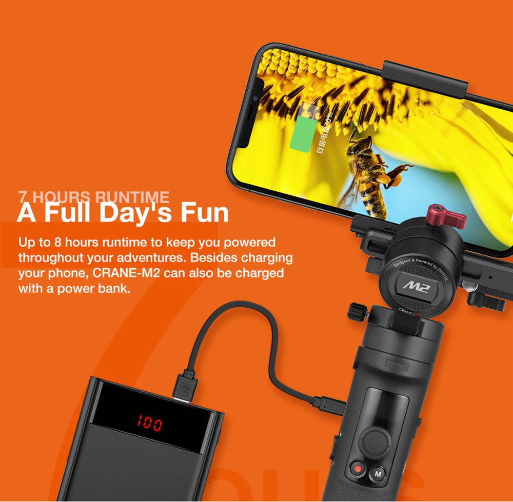 Zhiyun Crane M2 Small Body 3-Axis Handheld Stabilizer Gimbal For Smartphone Light Mirrorless Action Camera