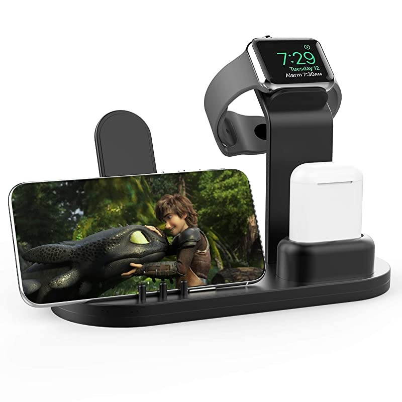 3 in 1 Charging Stand Compatible with iWatch Series 54321 AirPods and iPhone XsX MaxXRX88Plus77 Plus 6S 6S PlusOriginal Charger amp Cables Required Black