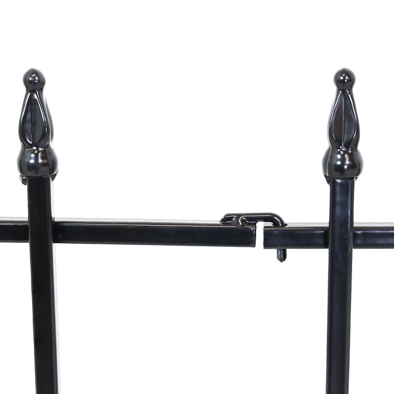 Plow & Hearth - Pewter Wrought Iron Fence - Outdoor Garden Edging with Decorative Design